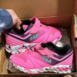 Fila Kids Pink and Black Sneakers